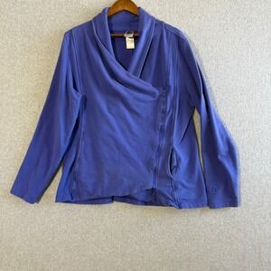 The North Face Womens XL Blue Asymmetric Zip Shawl Collar Sweatshirt Jacket